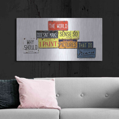 Luxe Metal Art 'Picasso Make Sense' by Gregory Constantine, Metal Wall Art,48x24
