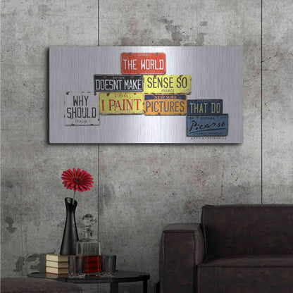 Luxe Metal Art 'Picasso Make Sense' by Gregory Constantine, Metal Wall Art,48x24