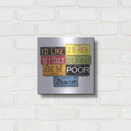 Luxe Metal Art 'Picasso Like 2 B Rich' by Gregory Constantine, Metal Wall Art,12x12