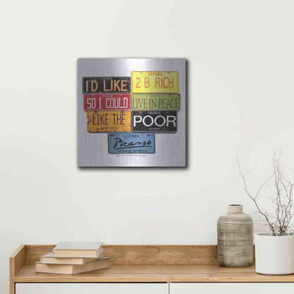 Luxe Metal Art 'Picasso Like 2 B Rich' by Gregory Constantine, Metal Wall Art,12x12