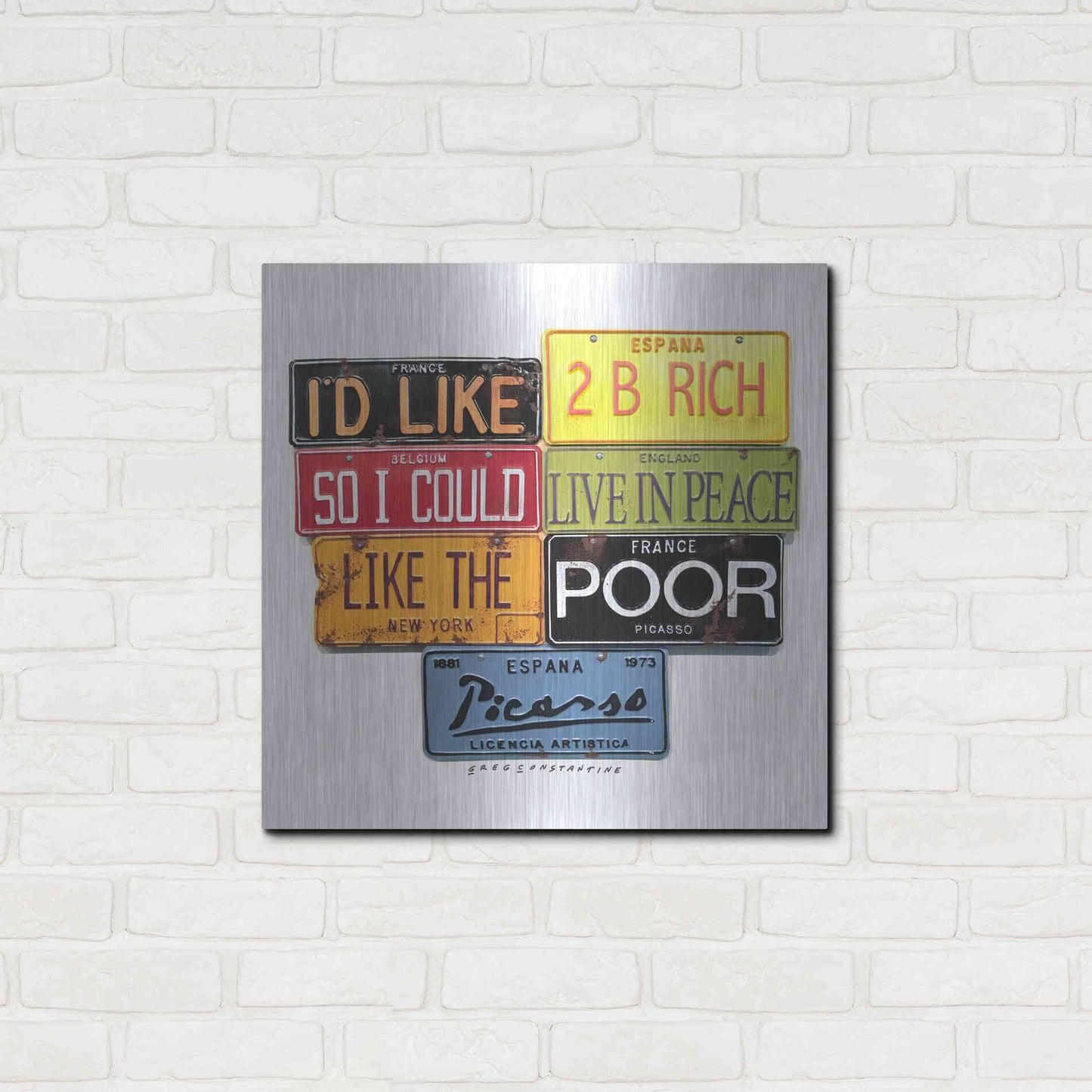 Luxe Metal Art 'Picasso Like 2 B Rich' by Gregory Constantine, Metal Wall Art,24x24
