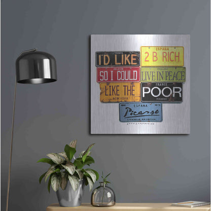 Luxe Metal Art 'Picasso Like 2 B Rich' by Gregory Constantine, Metal Wall Art,24x24