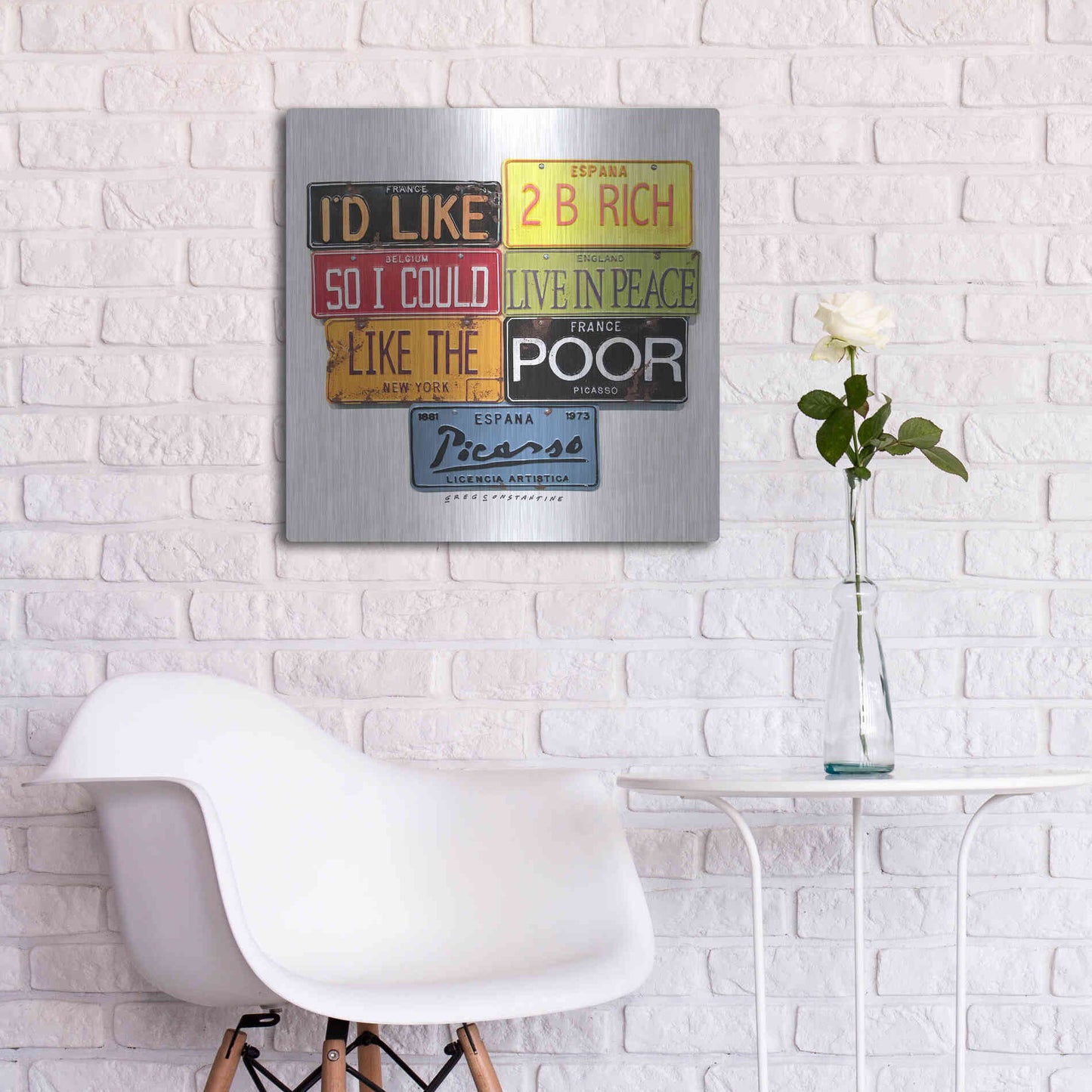Luxe Metal Art 'Picasso Like 2 B Rich' by Gregory Constantine, Metal Wall Art,24x24