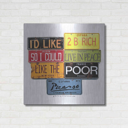 Luxe Metal Art 'Picasso Like 2 B Rich' by Gregory Constantine, Metal Wall Art,36x36