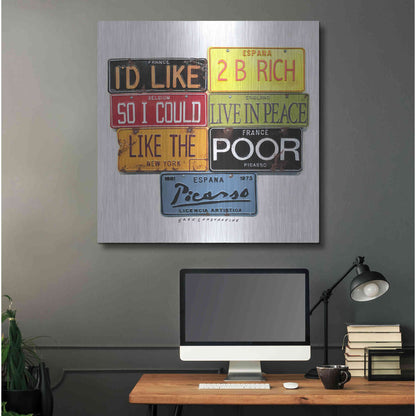 Luxe Metal Art 'Picasso Like 2 B Rich' by Gregory Constantine, Metal Wall Art,36x36