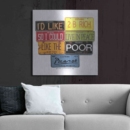 Luxe Metal Art 'Picasso Like 2 B Rich' by Gregory Constantine, Metal Wall Art,36x36