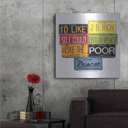 Luxe Metal Art 'Picasso Like 2 B Rich' by Gregory Constantine, Metal Wall Art,36x36