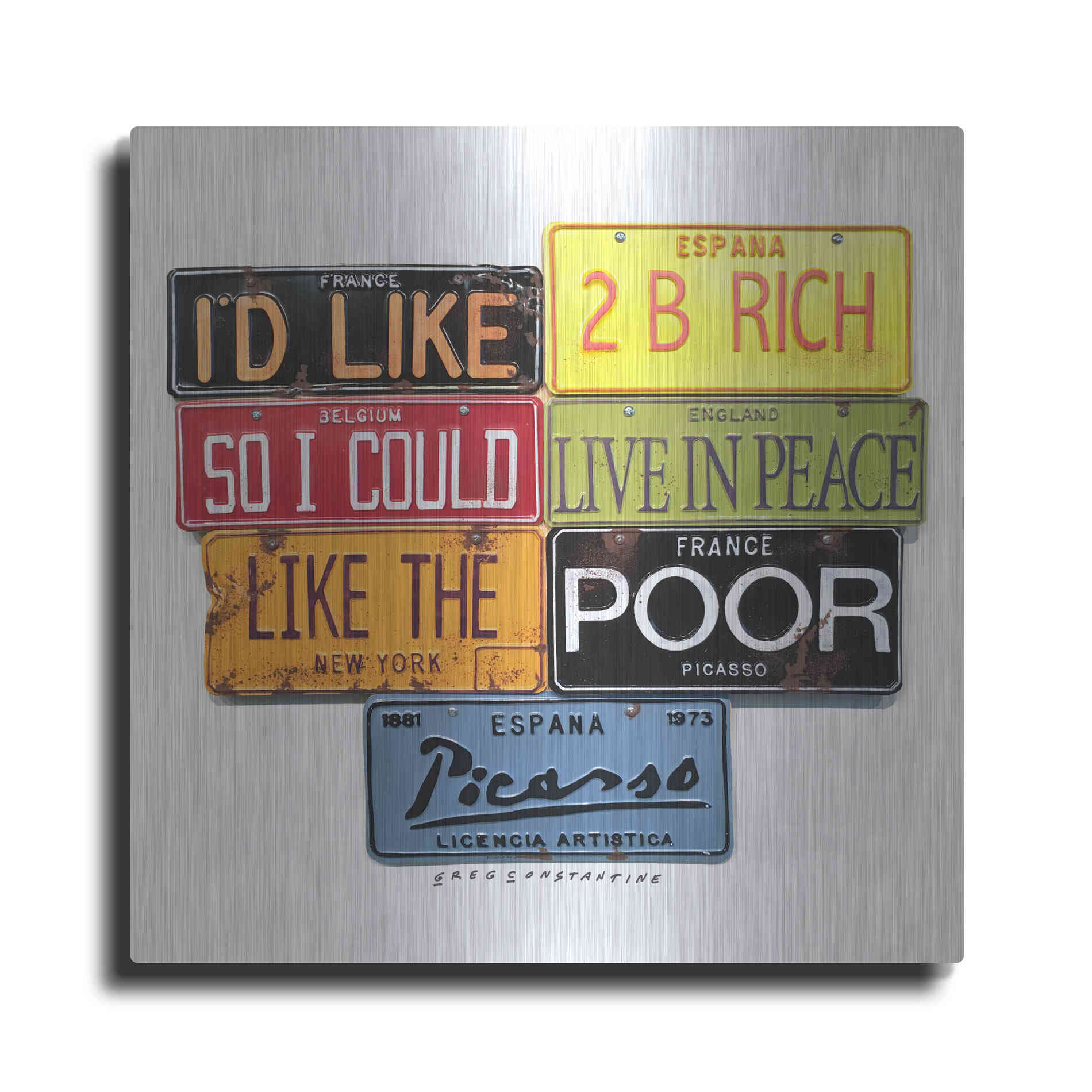 Luxe Metal Art 'Picasso Like 2 B Rich' by Gregory Constantine, Metal Wall Art