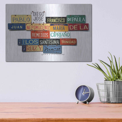 Luxe Metal Art 'Picasso Full Name' by Gregory Constantine, Metal Wall Art,16x12