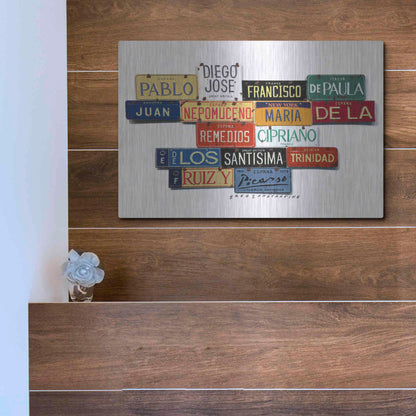 Luxe Metal Art 'Picasso Full Name' by Gregory Constantine, Metal Wall Art,16x12