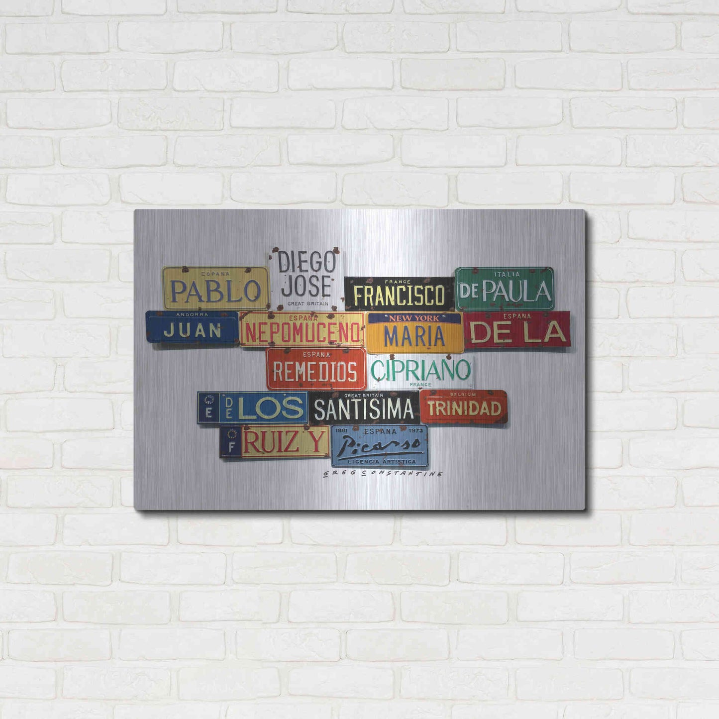 Luxe Metal Art 'Picasso Full Name' by Gregory Constantine, Metal Wall Art,36x24