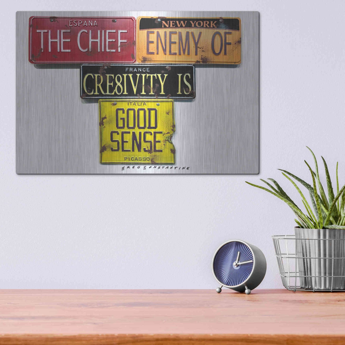Luxe Metal Art 'Picasso Chief Enemy' by Gregory Constantine, Metal Wall Art,16x12