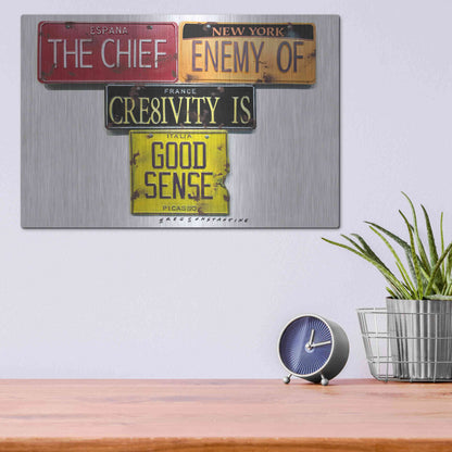 Luxe Metal Art 'Picasso Chief Enemy' by Gregory Constantine, Metal Wall Art,16x12