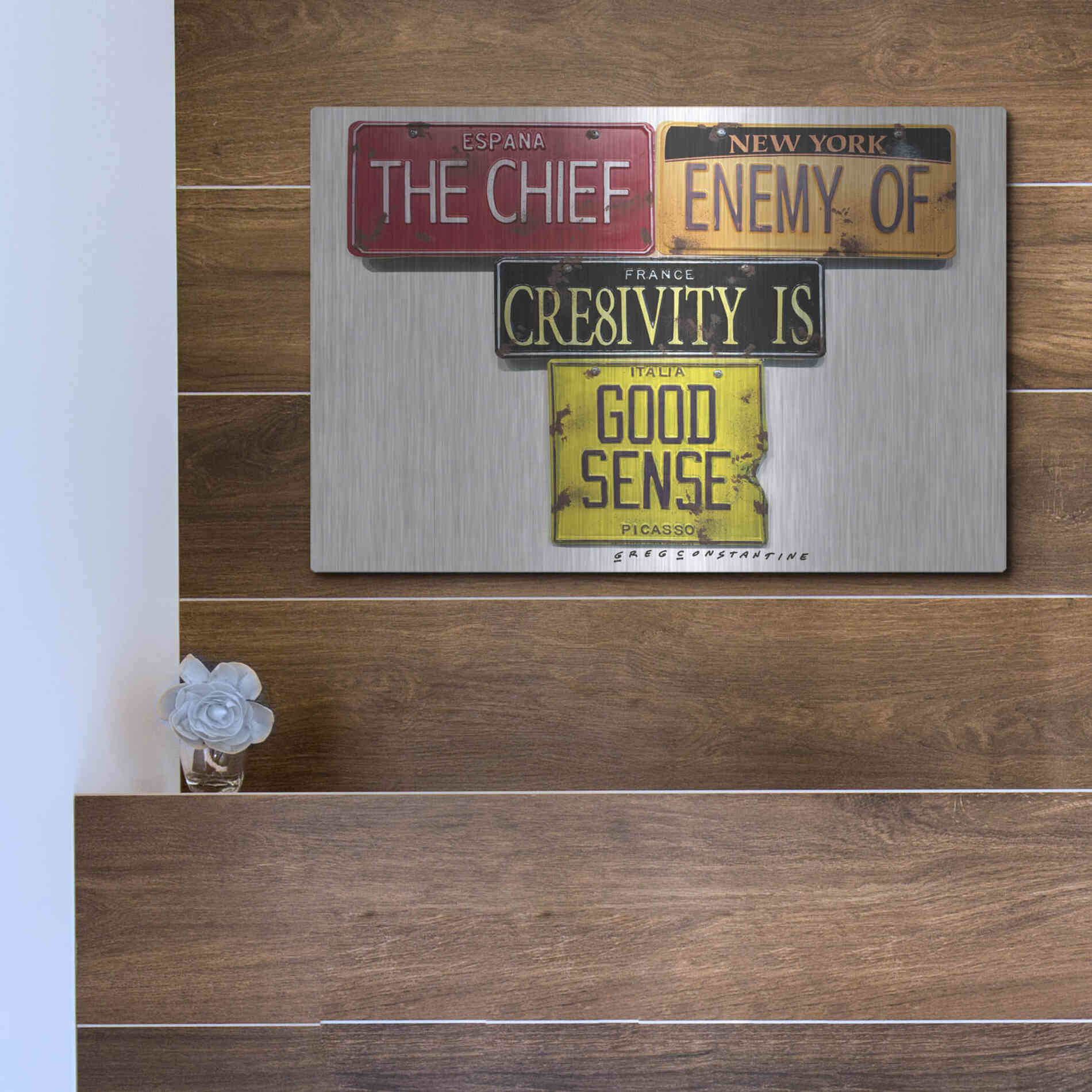 Luxe Metal Art 'Picasso Chief Enemy' by Gregory Constantine, Metal Wall Art,16x12
