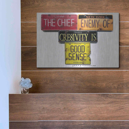 Luxe Metal Art 'Picasso Chief Enemy' by Gregory Constantine, Metal Wall Art,16x12