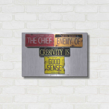 Luxe Metal Art 'Picasso Chief Enemy' by Gregory Constantine, Metal Wall Art,24x16