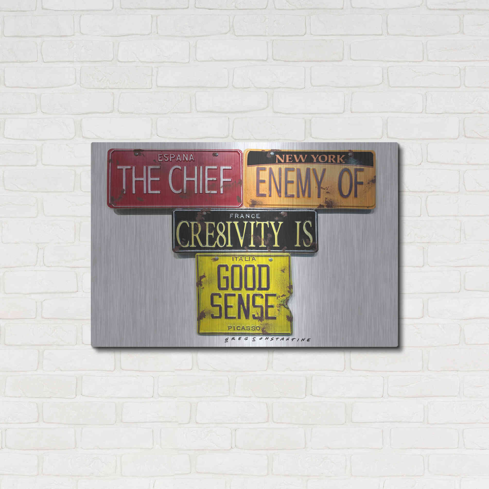 Luxe Metal Art 'Picasso Chief Enemy' by Gregory Constantine, Metal Wall Art,36x24