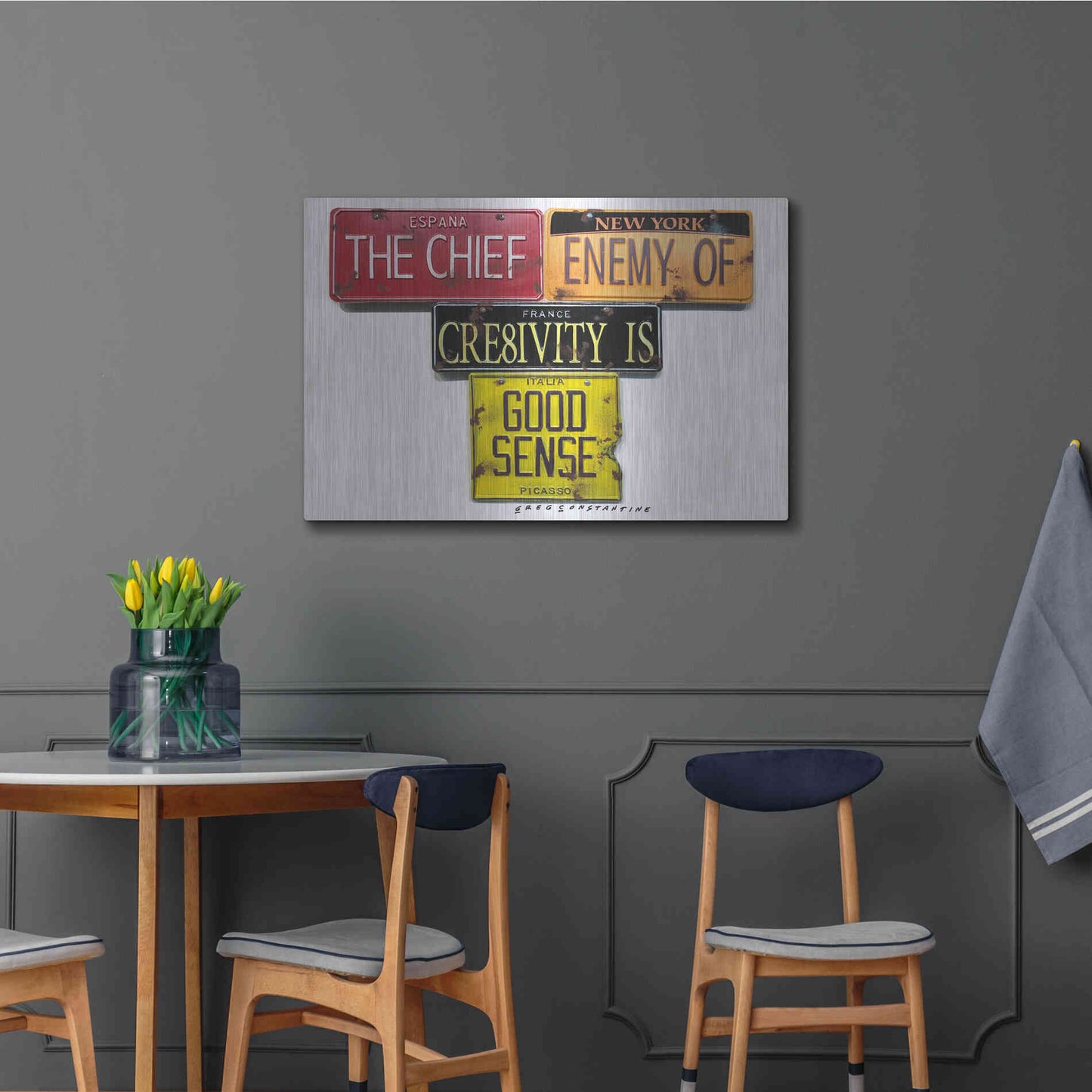 Luxe Metal Art 'Picasso Chief Enemy' by Gregory Constantine, Metal Wall Art,36x24