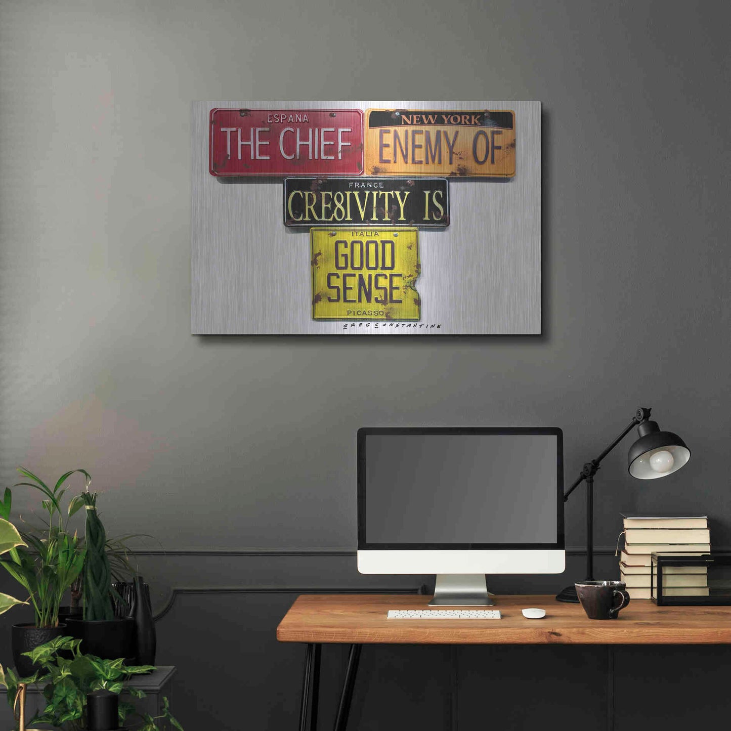 Luxe Metal Art 'Picasso Chief Enemy' by Gregory Constantine, Metal Wall Art,36x24