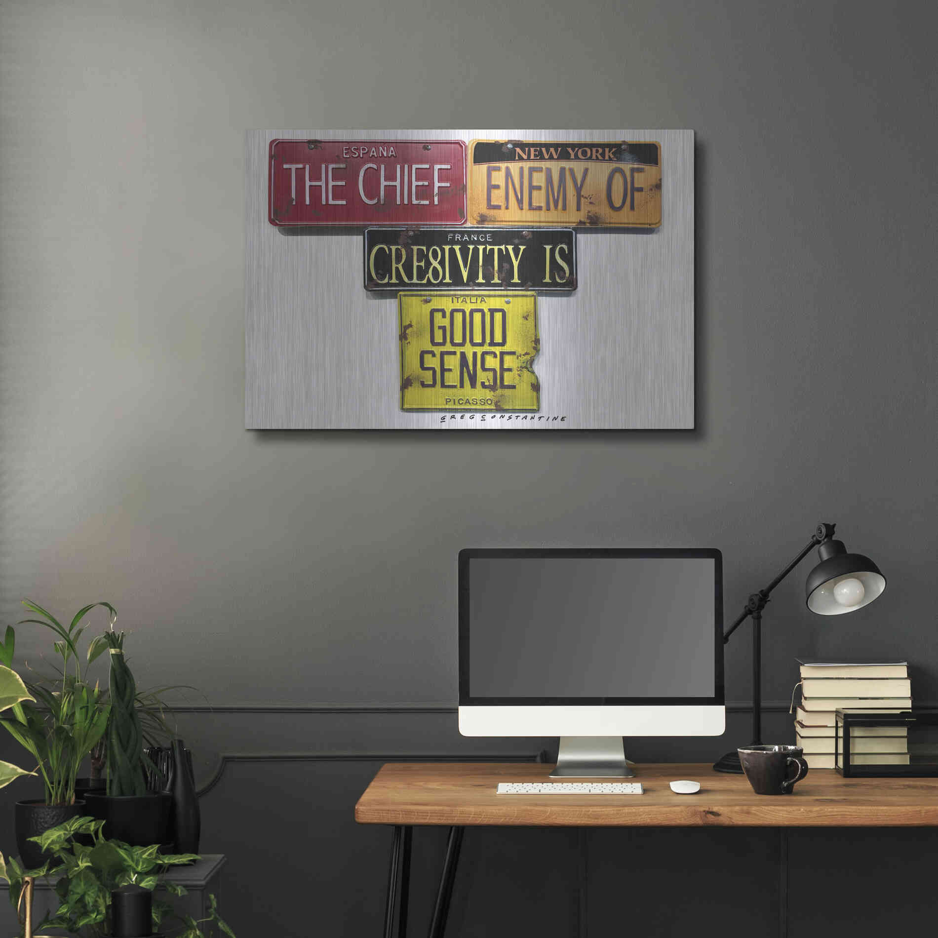 Luxe Metal Art 'Picasso Chief Enemy' by Gregory Constantine, Metal Wall Art,36x24