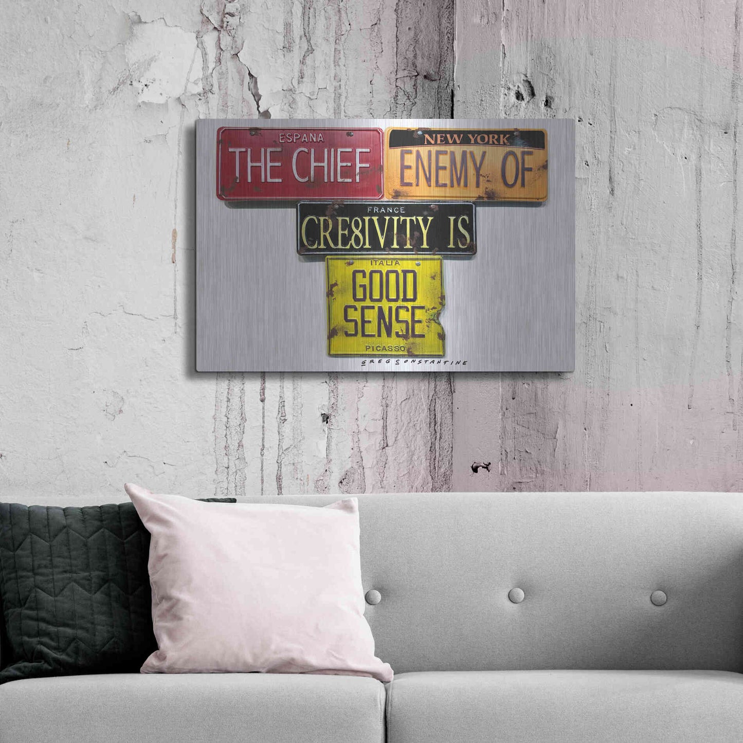 Luxe Metal Art 'Picasso Chief Enemy' by Gregory Constantine, Metal Wall Art,36x24