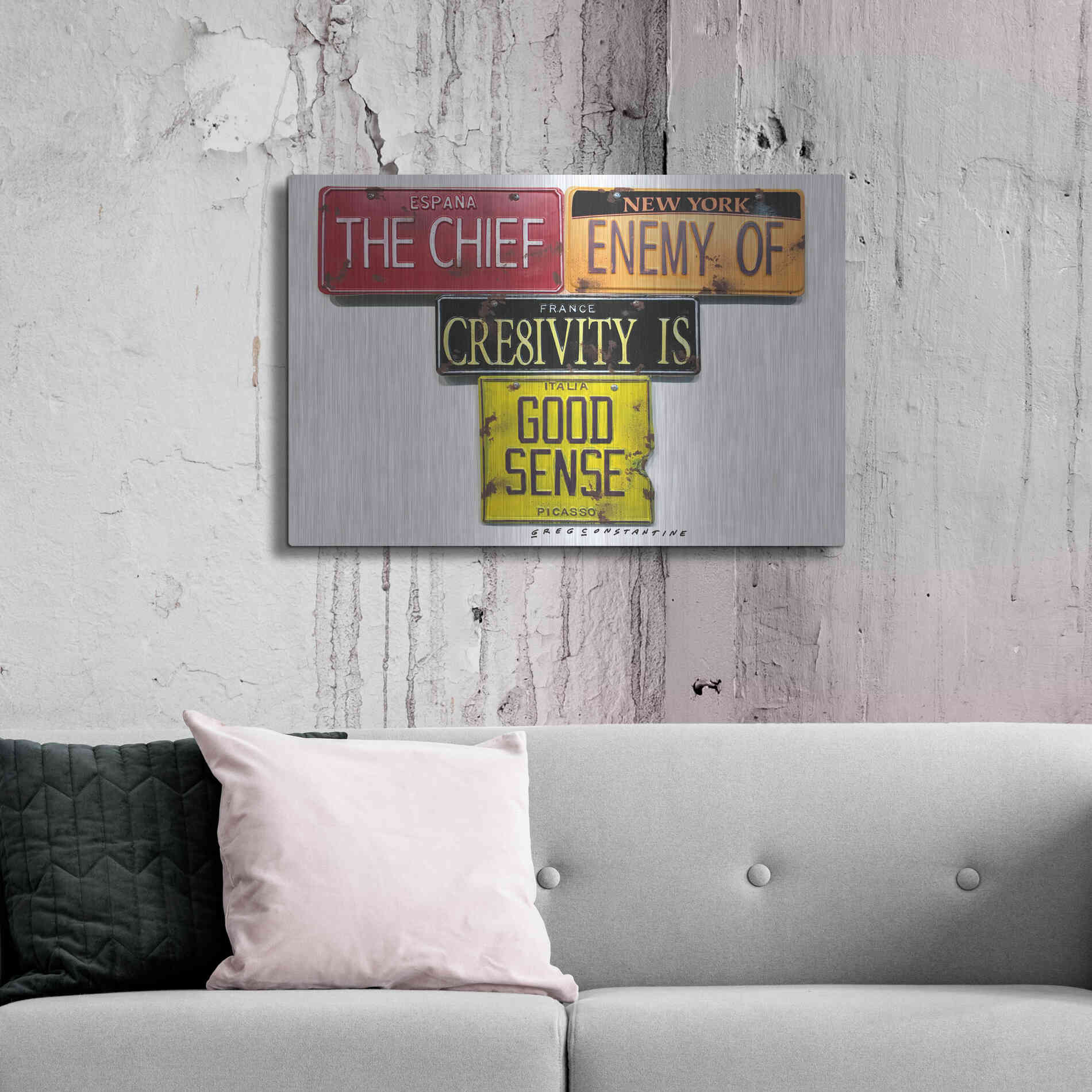 Luxe Metal Art 'Picasso Chief Enemy' by Gregory Constantine, Metal Wall Art,36x24