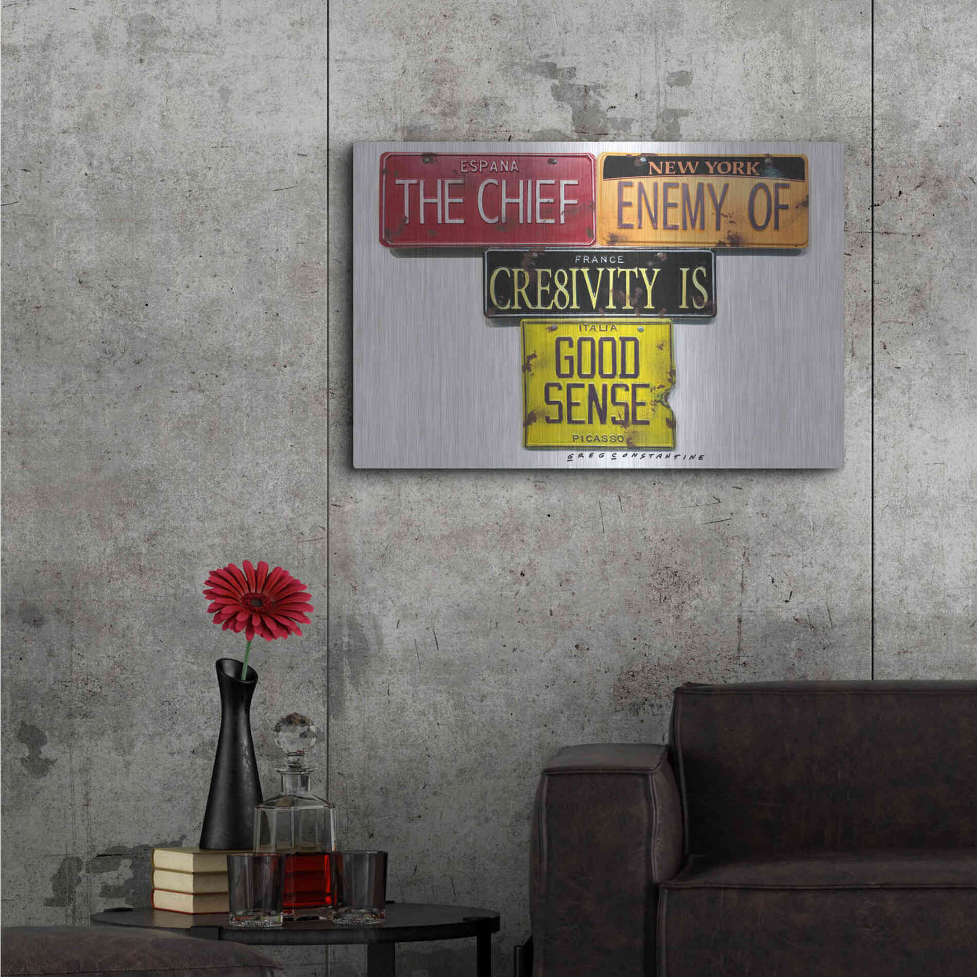 Luxe Metal Art 'Picasso Chief Enemy' by Gregory Constantine, Metal Wall Art,36x24