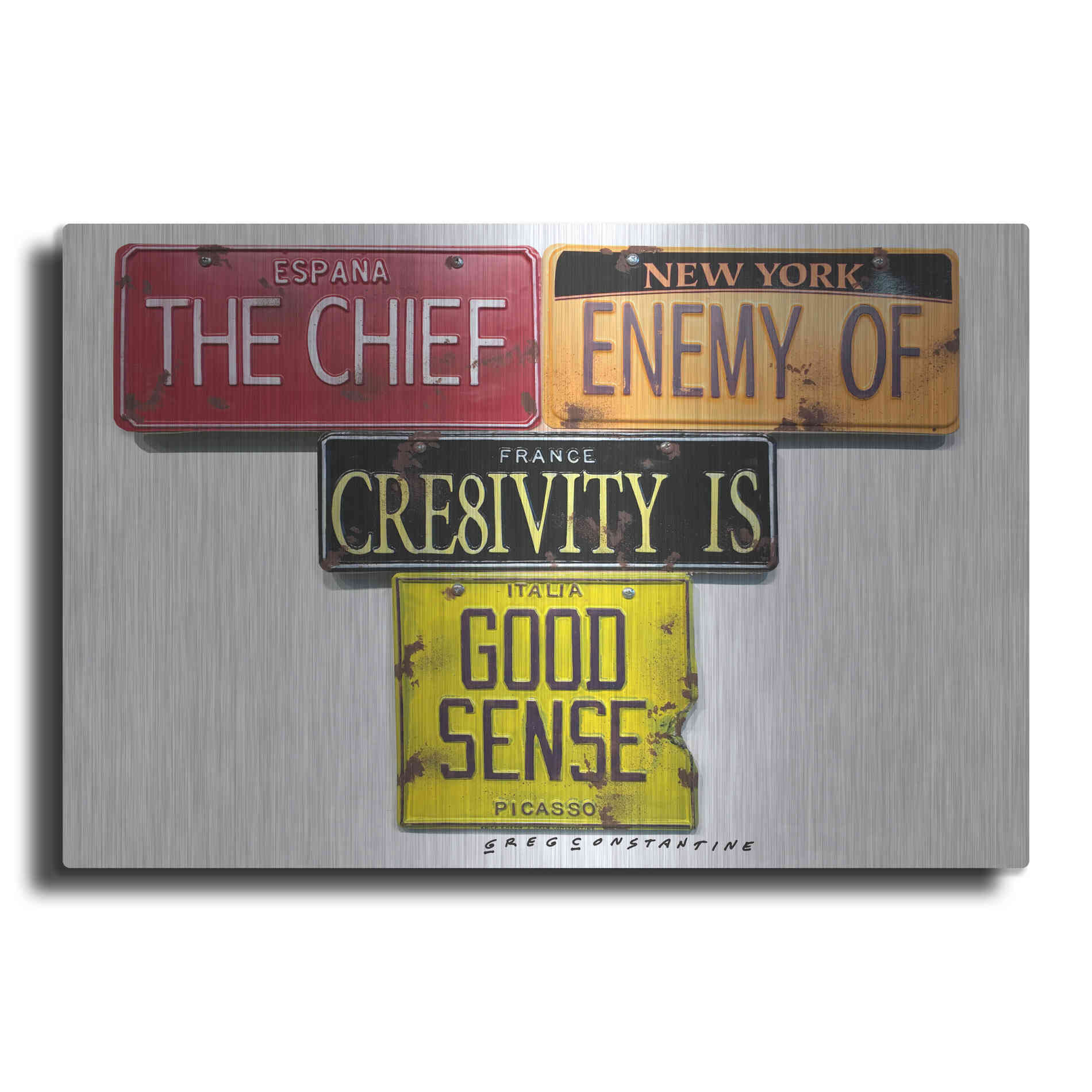 Luxe Metal Art 'Picasso Chief Enemy' by Gregory Constantine, Metal Wall Art