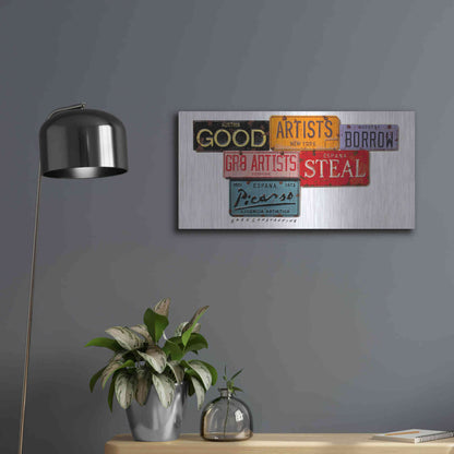 Luxe Metal Art 'Picasso Artists Steal' by Gregory Constantine, Metal Wall Art,24x12