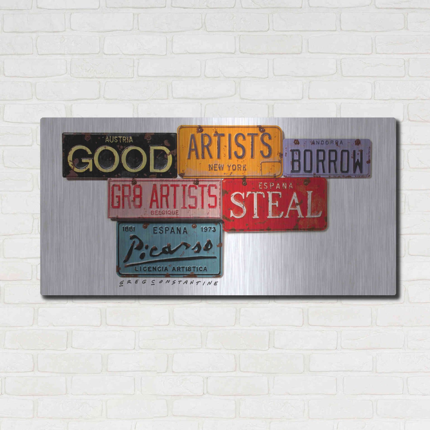 Luxe Metal Art 'Picasso Artists Steal' by Gregory Constantine, Metal Wall Art,48x24