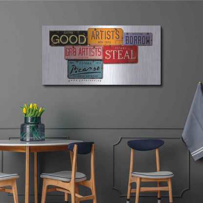 Luxe Metal Art 'Picasso Artists Steal' by Gregory Constantine, Metal Wall Art,48x24