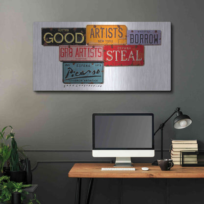 Luxe Metal Art 'Picasso Artists Steal' by Gregory Constantine, Metal Wall Art,48x24
