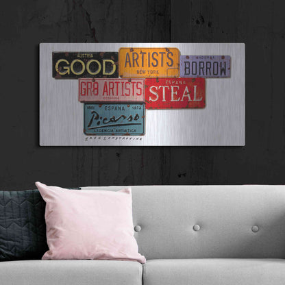 Luxe Metal Art 'Picasso Artists Steal' by Gregory Constantine, Metal Wall Art,48x24