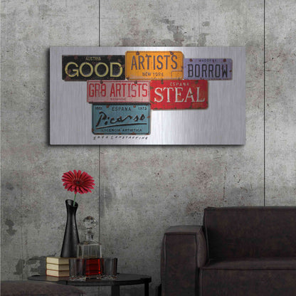 Luxe Metal Art 'Picasso Artists Steal' by Gregory Constantine, Metal Wall Art,48x24