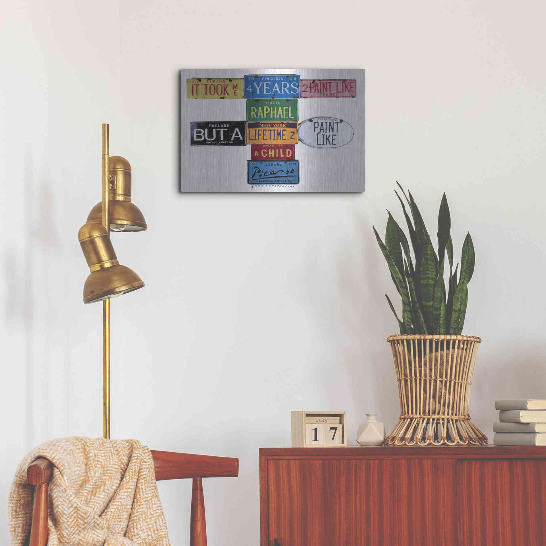 Luxe Metal Art 'Picasso 4 Years' by Gregory Constantine, Metal Wall Art,24x16
