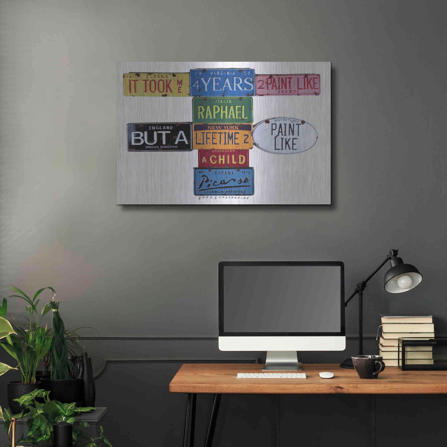 Luxe Metal Art 'Picasso 4 Years' by Gregory Constantine, Metal Wall Art,36x24