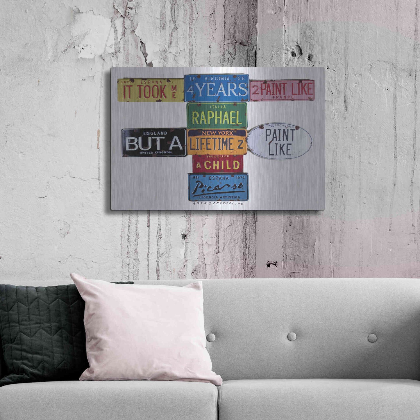 Luxe Metal Art 'Picasso 4 Years' by Gregory Constantine, Metal Wall Art,36x24