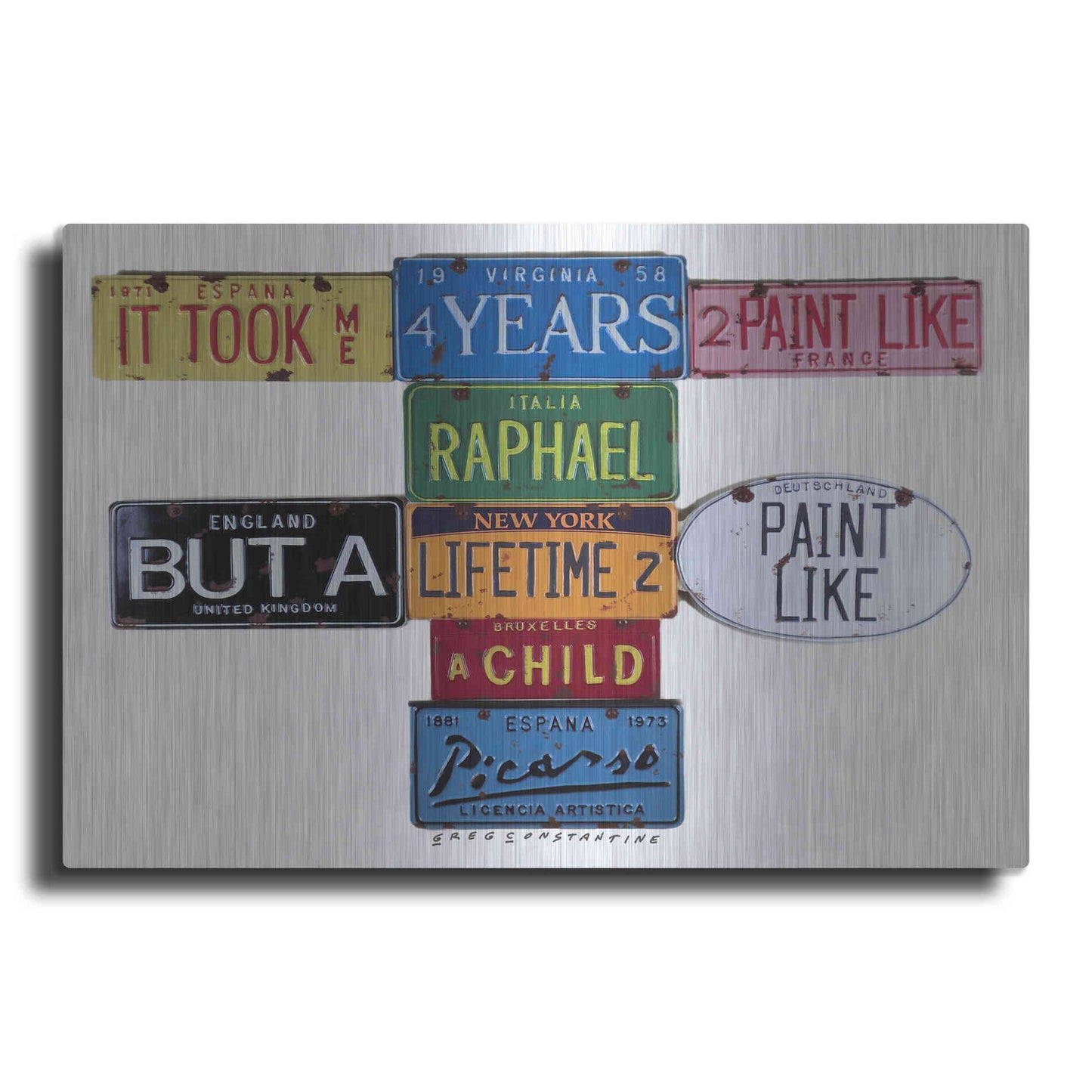 Luxe Metal Art 'Picasso 4 Years' by Gregory Constantine, Metal Wall Art