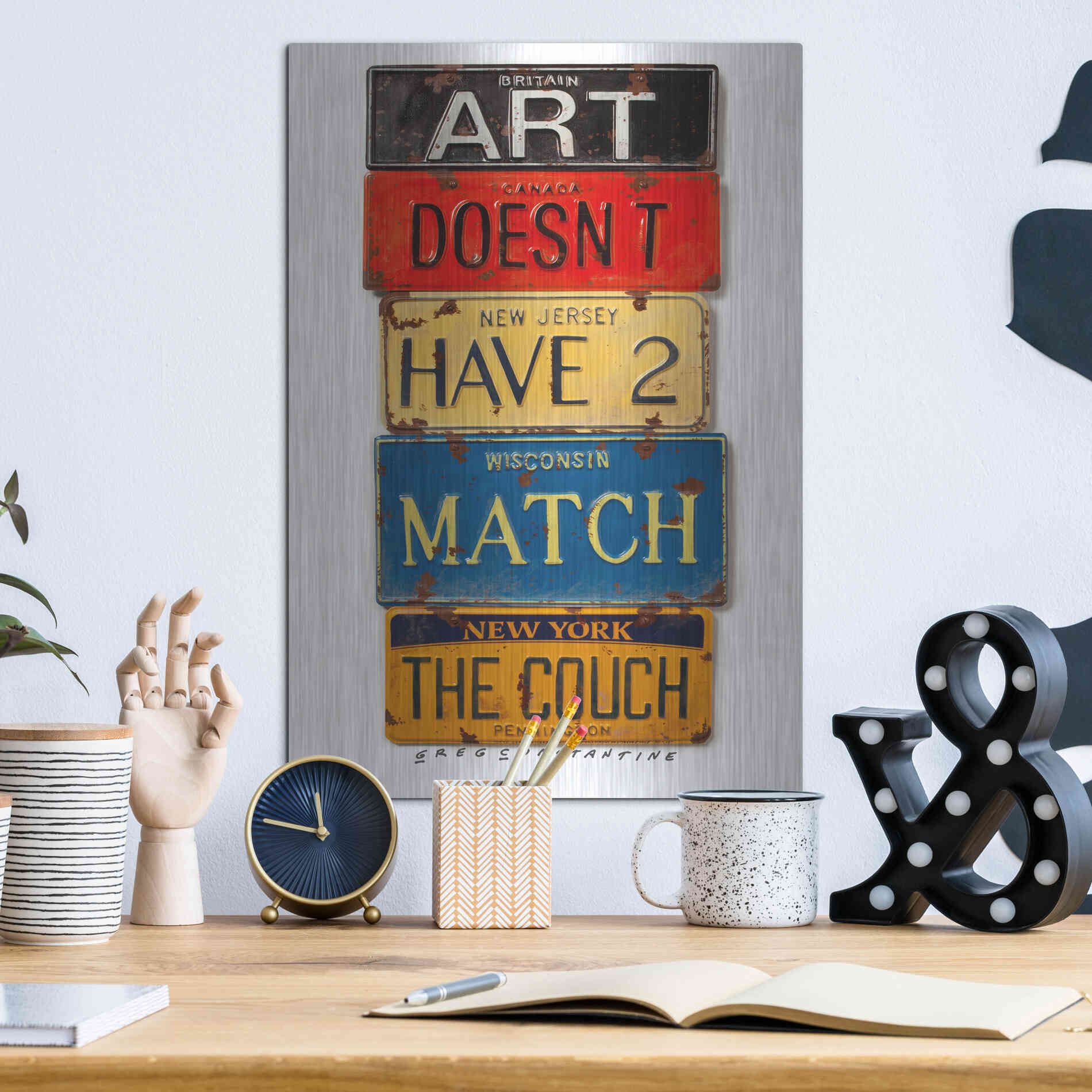 Luxe Metal Art 'Pennington Match The Couch' by Gregory Constantine, Metal Wall Art,12x16