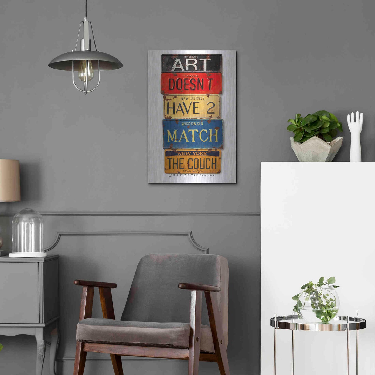 Luxe Metal Art 'Pennington Match The Couch' by Gregory Constantine, Metal Wall Art,16x24