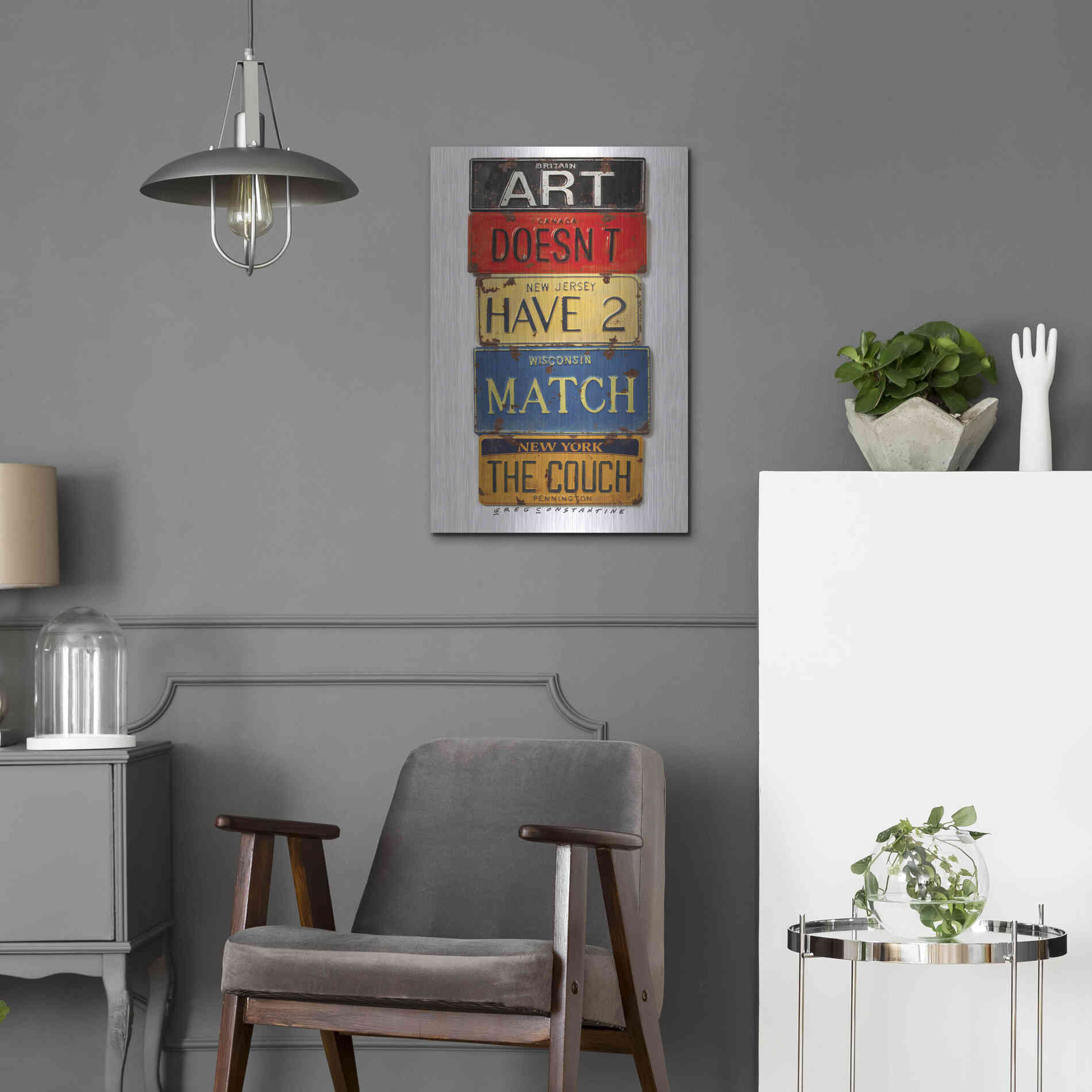 Luxe Metal Art 'Pennington Match The Couch' by Gregory Constantine, Metal Wall Art,16x24