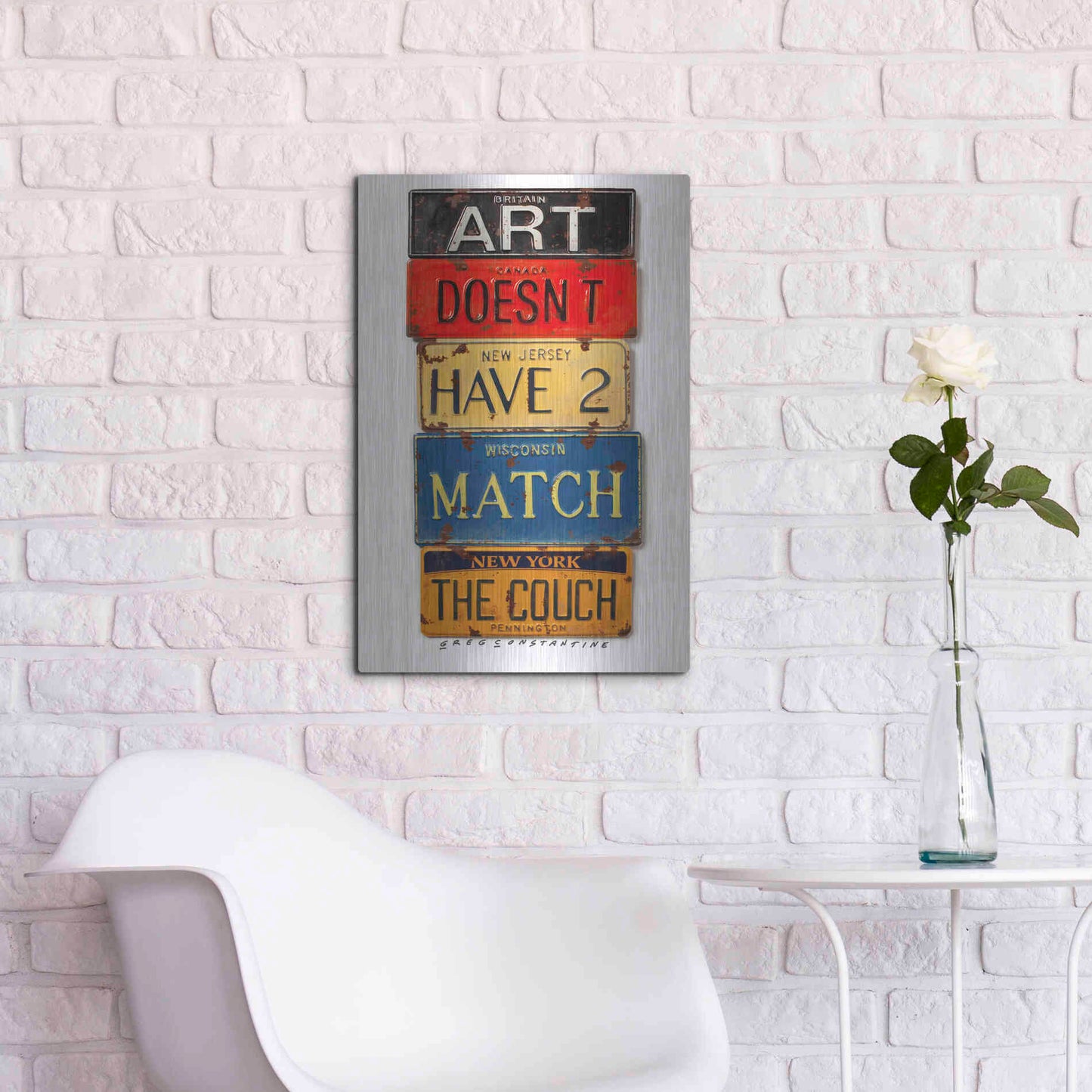 Luxe Metal Art 'Pennington Match The Couch' by Gregory Constantine, Metal Wall Art,16x24
