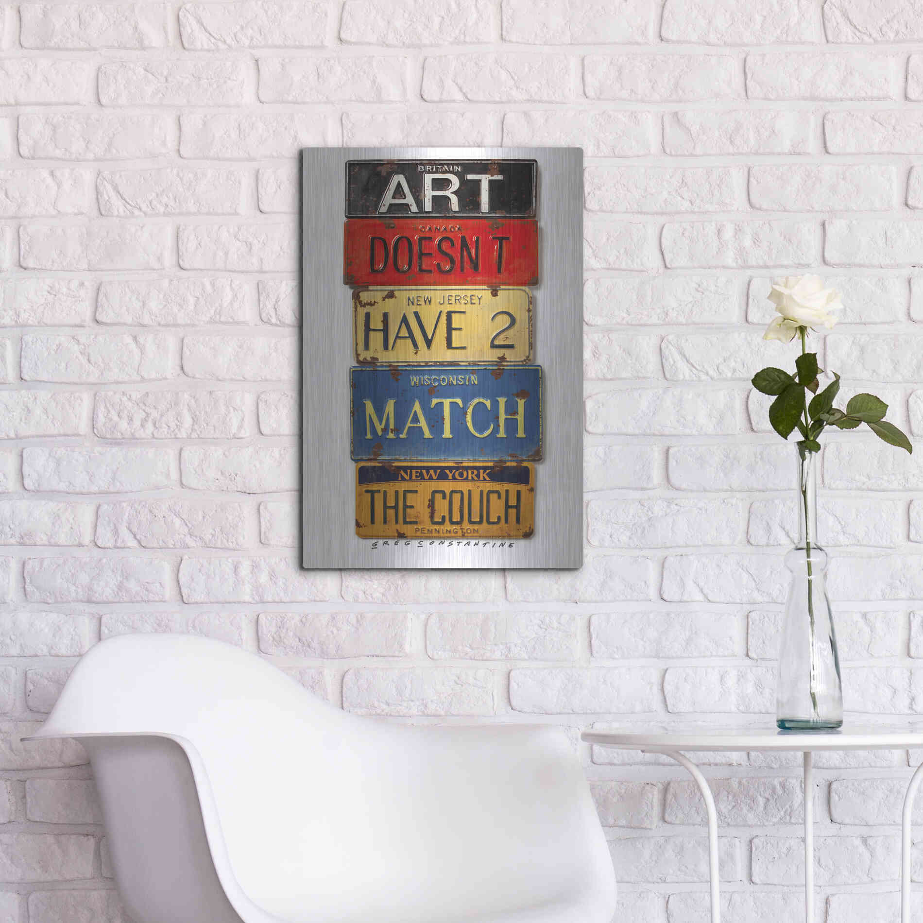 Luxe Metal Art 'Pennington Match The Couch' by Gregory Constantine, Metal Wall Art,16x24