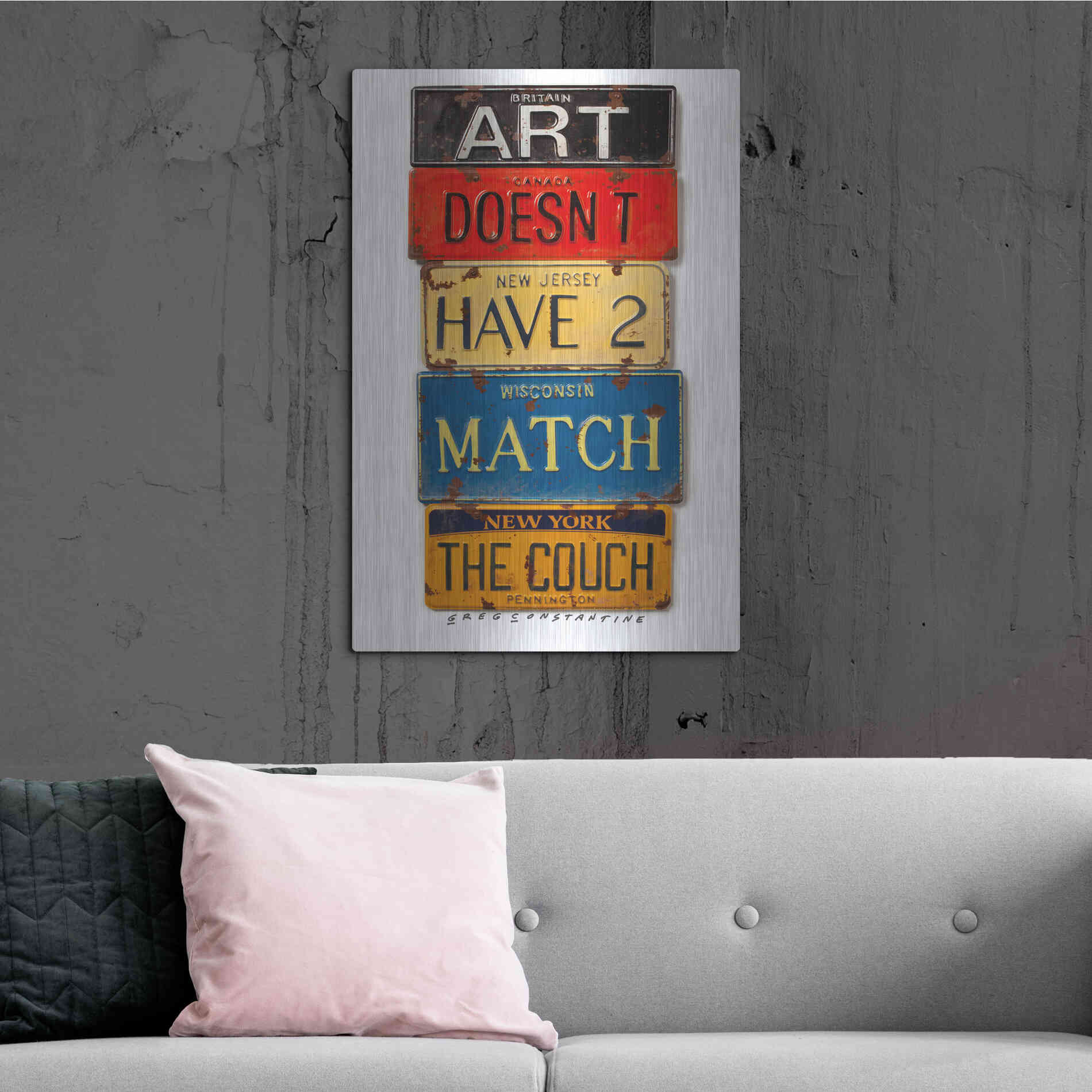 Luxe Metal Art 'Pennington Match The Couch' by Gregory Constantine, Metal Wall Art,24x36