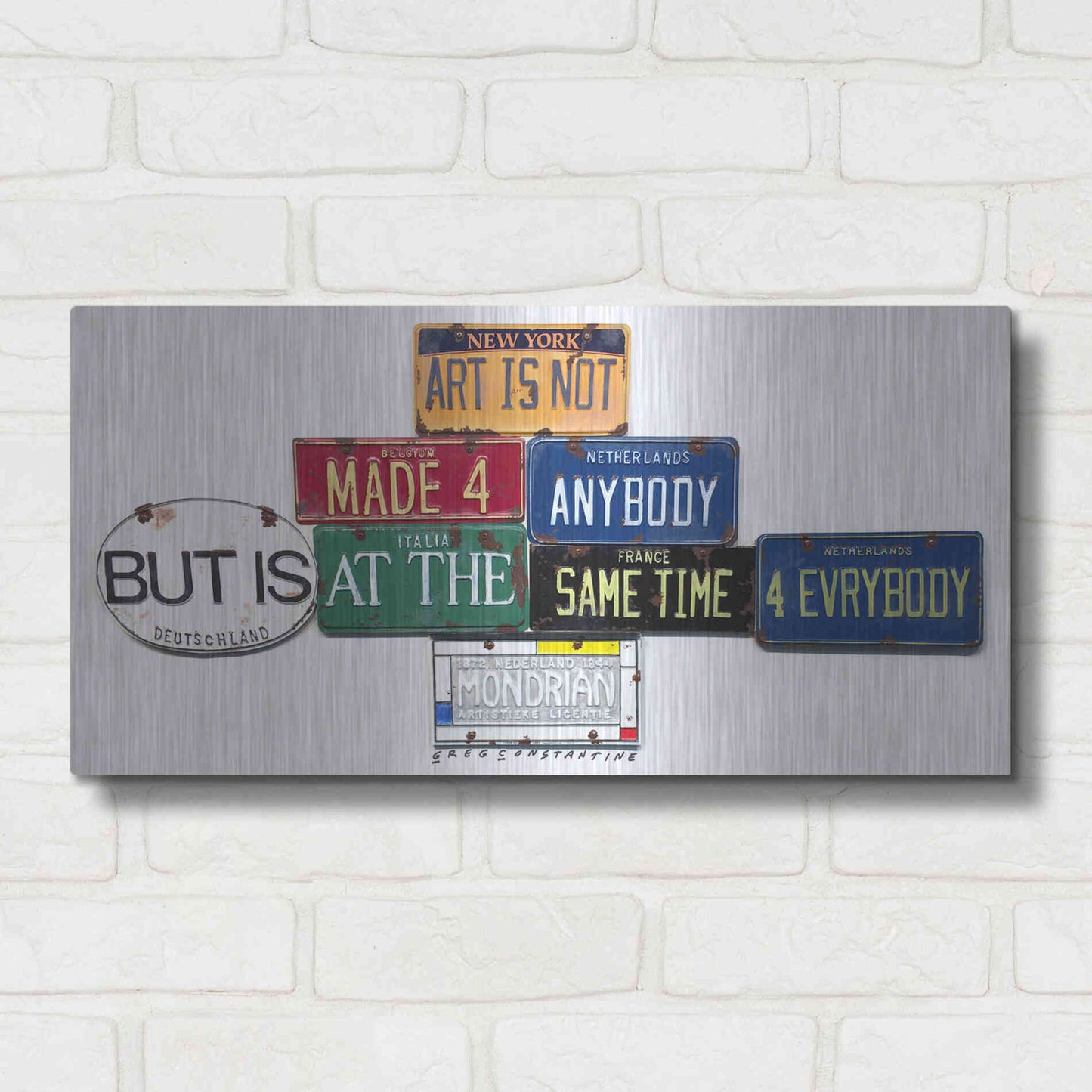 Luxe Metal Art 'Mondrian Not 4 Anybody' by Gregory Constantine, Metal Wall Art,24x12