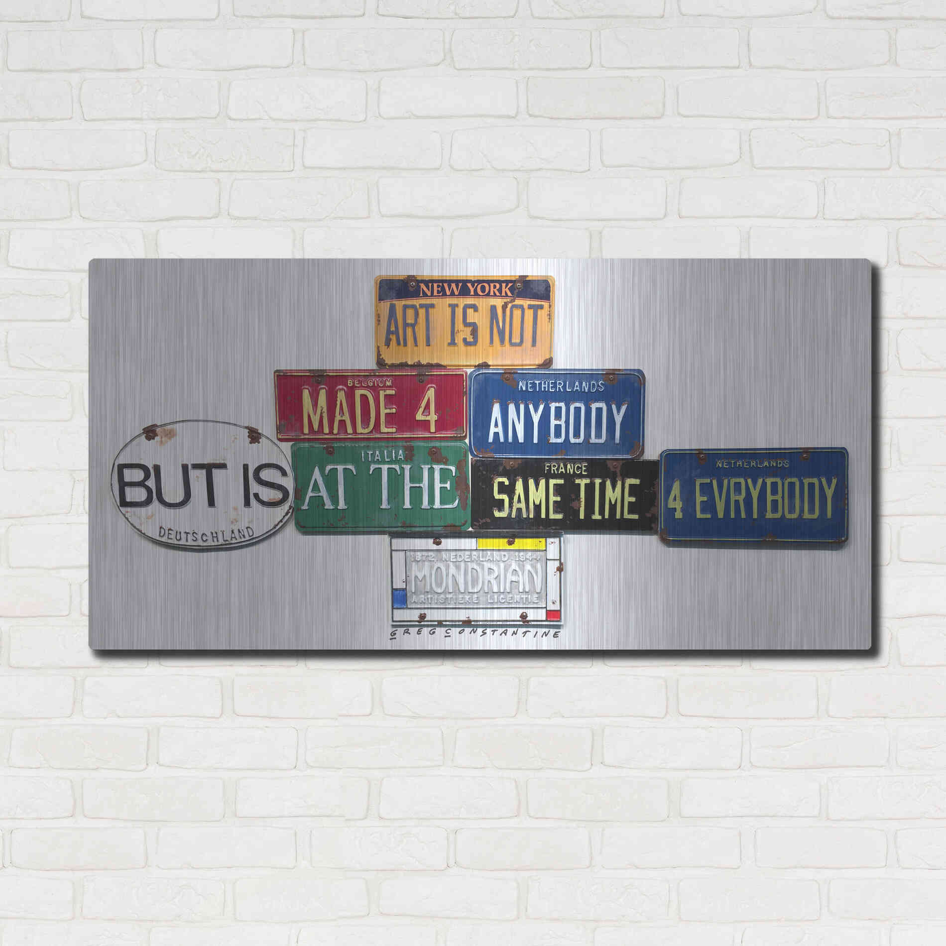 Luxe Metal Art 'Mondrian Not 4 Anybody' by Gregory Constantine, Metal Wall Art,48x24