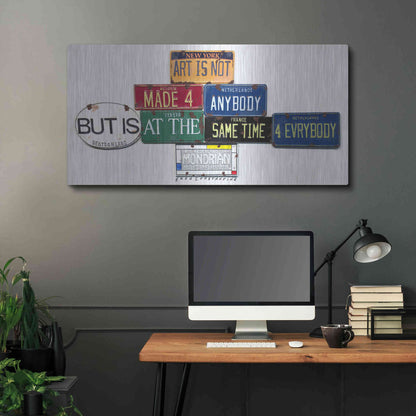 Luxe Metal Art 'Mondrian Not 4 Anybody' by Gregory Constantine, Metal Wall Art,48x24