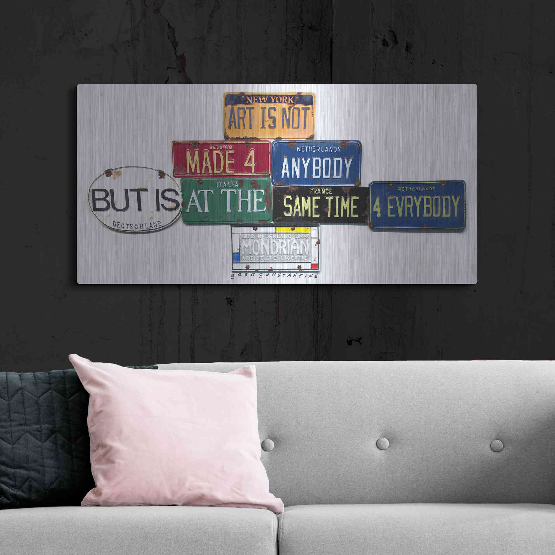 Luxe Metal Art 'Mondrian Not 4 Anybody' by Gregory Constantine, Metal Wall Art,48x24