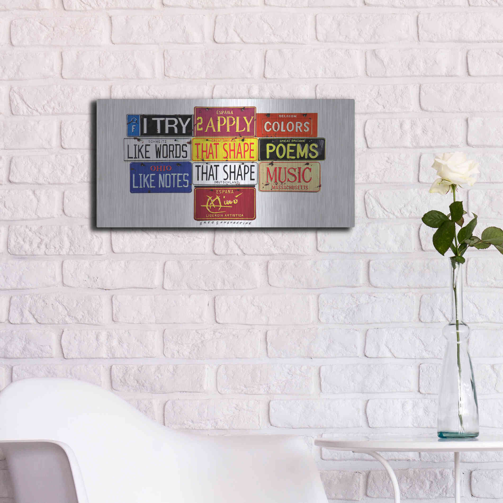 Luxe Metal Art 'Miro Colors' by Gregory Constantine, Metal Wall Art,24x12