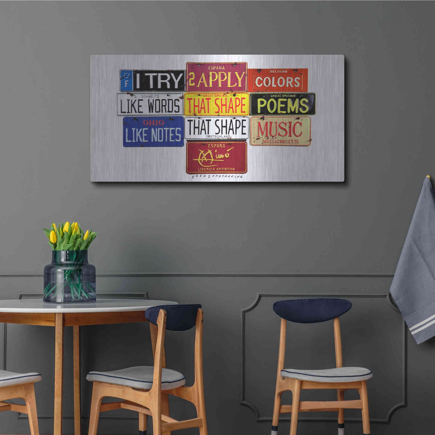Luxe Metal Art 'Miro Colors' by Gregory Constantine, Metal Wall Art,48x24